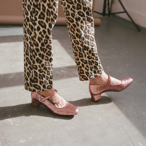 Dora Low Heels, pink glitter | Balagan Studio