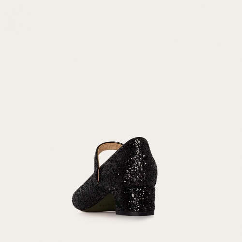 Dora Low Heels, black glitter OUTLET | Balagan Studio