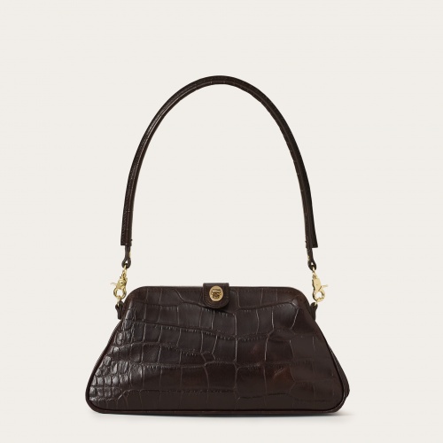 Rofe Vintage Bag M, brown croco | Balagan Studio