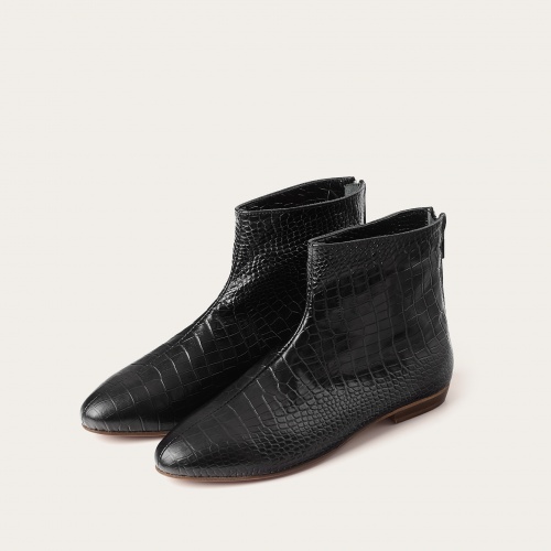 Ringo Boots Flat, black croco OUTLET | Balagan Studio