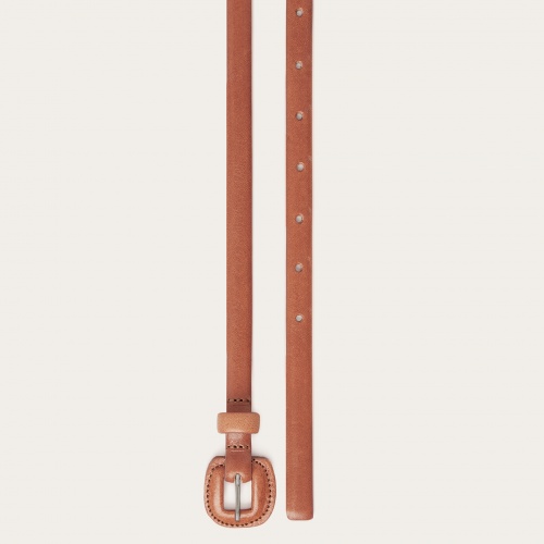 Thin belt with a coated buckle, chestnut | Balagan Studio