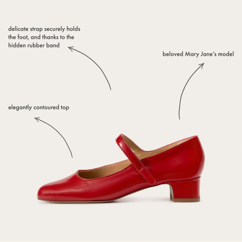 Dora Low Heels, glossy red | Balagan Studio