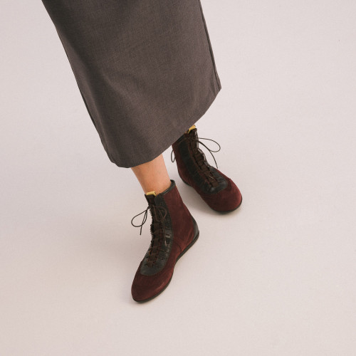 Marit botki, bordowy welur | Balagan Studio