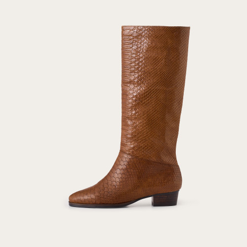 Martha High Boots, caramel croco| Balagan Studio
