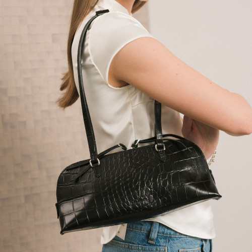 Ella Bag M, black croco | Balagan Studio