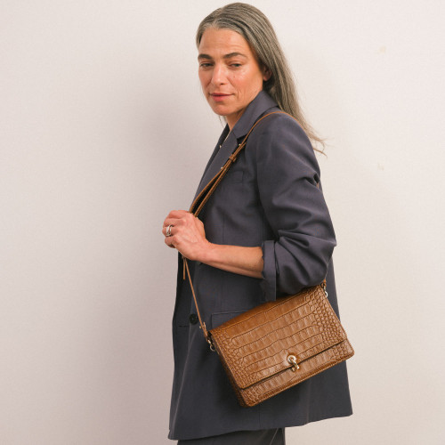 Jubilee Bag torebka M, karmelowy wzór krokodyla | Balagan Studio