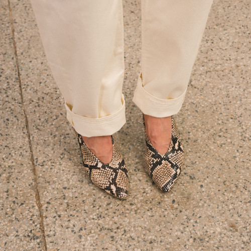 Schpitz Heels, brown python pattern | Balagan Studio