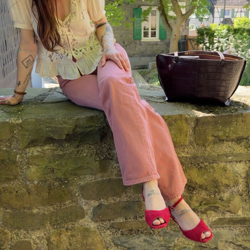 Sara Sandals, red suede | Balagan Studio