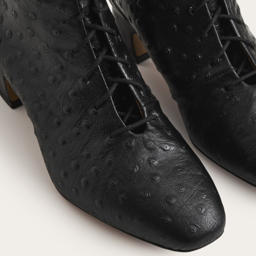 Victoria Boots, black ostrich pattern | Balagan Studio