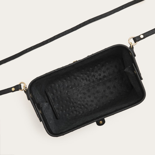 Rofe Bag M, black ostrich pattern| Balagan Studio