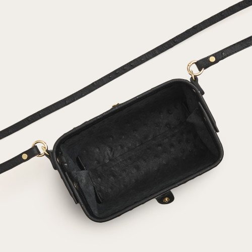 Rofe Bag M, black ostrich pattern | Balagan Studio