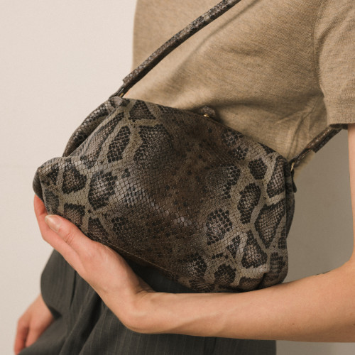 Hug Bag M, brown python pattern | Balagan Studio