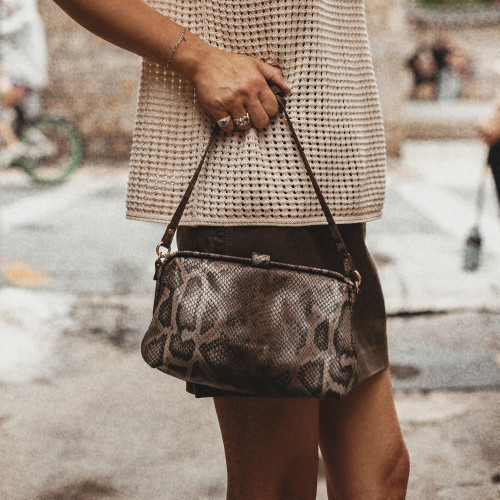 Rofe Bag M, brown python pattern | Balagan Studio