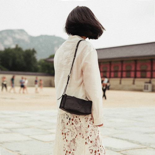 Minnie Bag S, black ostrich pattern | Balagan Studio