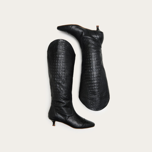 Costes High Boots, black alligator pattern Bogna x Balagan