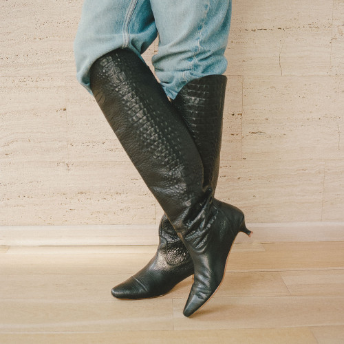 Costes High Boots, black alligator pattern Bogna x Balagan