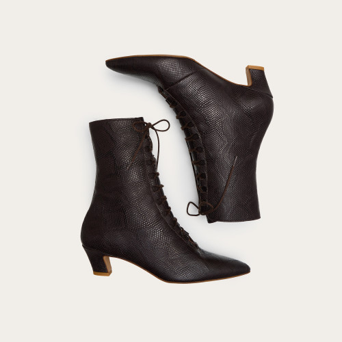 Florence Boots, brown python pattern