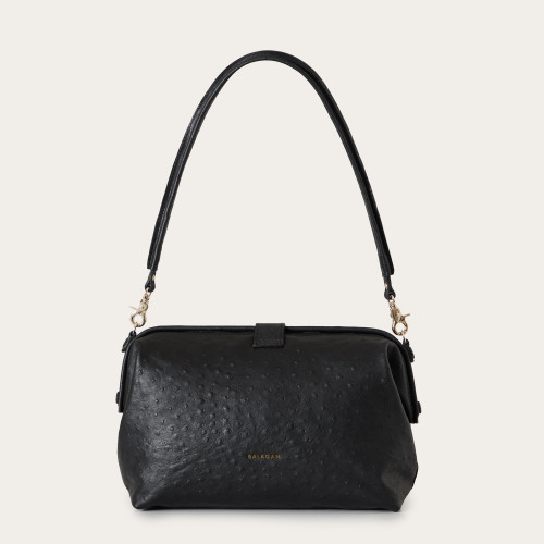 Rofe Bag L, black ostrich pattern | Balagan Studio