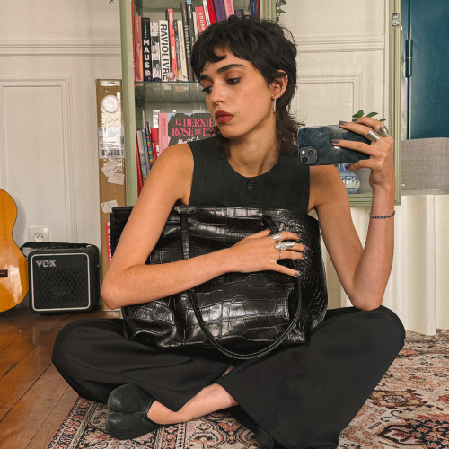 Esek Bag XL, black croco | Balagan Studio