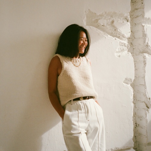 Thin belt with a buckle, brown croce pattern | Balagan Studio