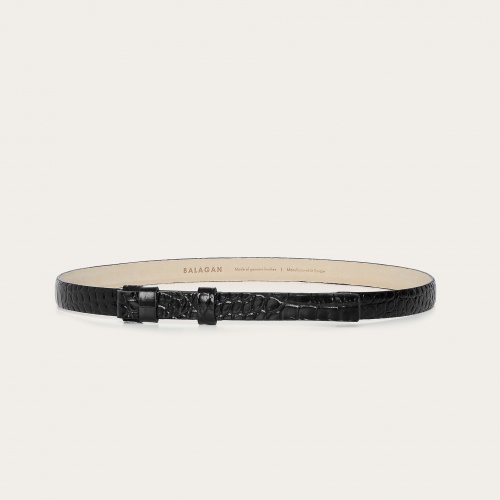 Thin belt without a buckle, black croco | Balagan Studio
