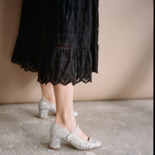 Dora High Heels, silver glitter | Balagan Studio